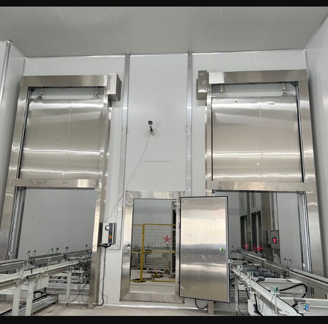 Customized Walk In Cooler Doors Stainless Steel Cold Room Door Lift Cold Storage Door Vertically