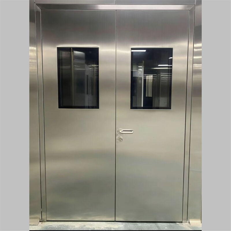 Clean Room Prefabricated Steel Door Air Tight Interlock Single Double Swing Door For GMP Pharmaceutical Facilities