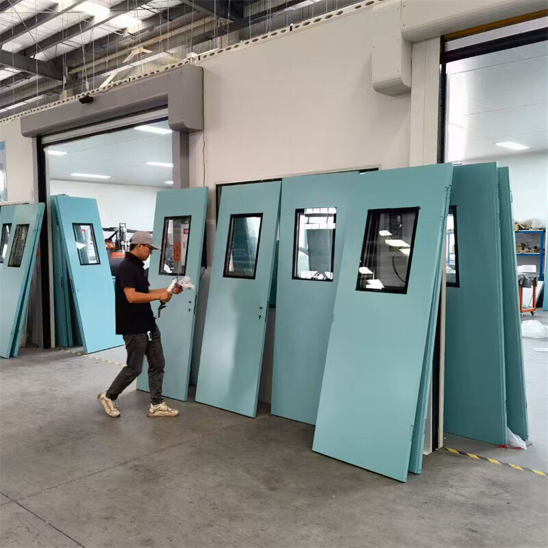 Clean Room Prefabricated Steel Door Air Tight Interlock Single Double Swing Door For GMP Pharmaceutical Facilities