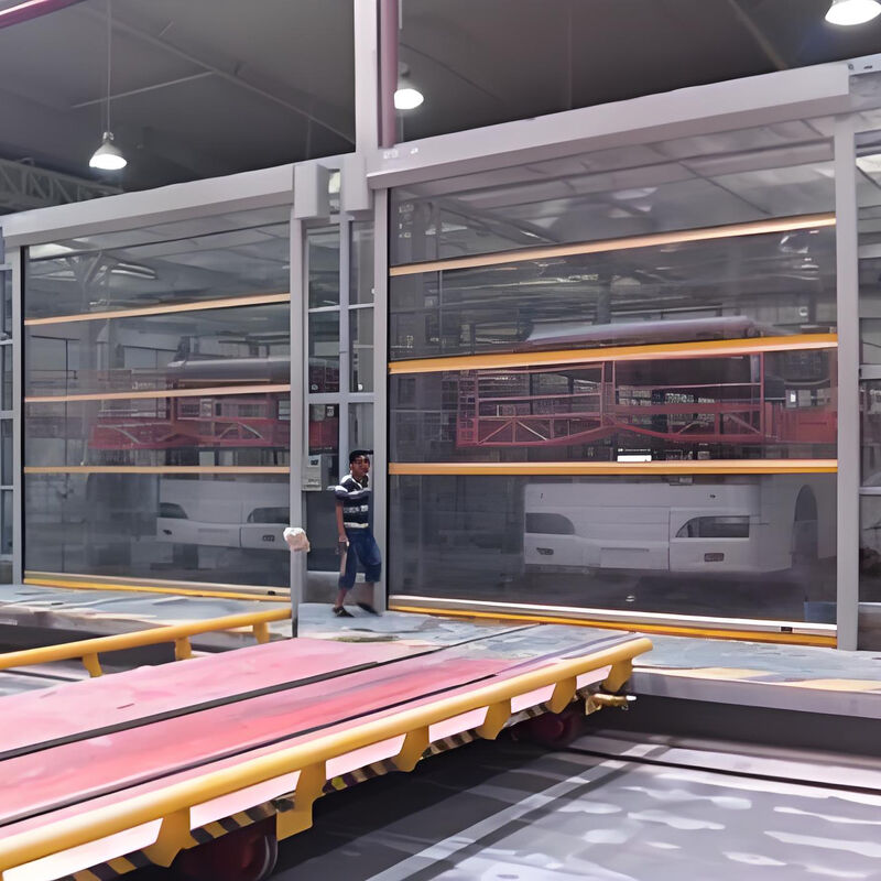 Transparent PVC Industrial High Speed Rapid Roll Door For Car Wash Facility Applications