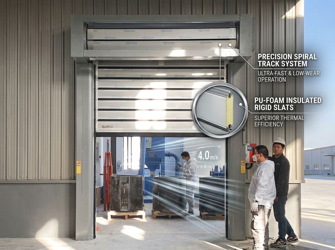 2.0m/s Beaufort-10 Wind-Resistant Aluminum Spiral High Speed Door Outdoor Dock Access System