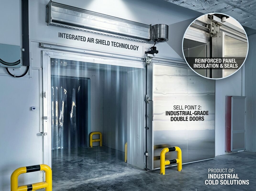 Double Sliding Electric Cold Storage Door 150mm Insulated Panels For Wide Cold Room Openings