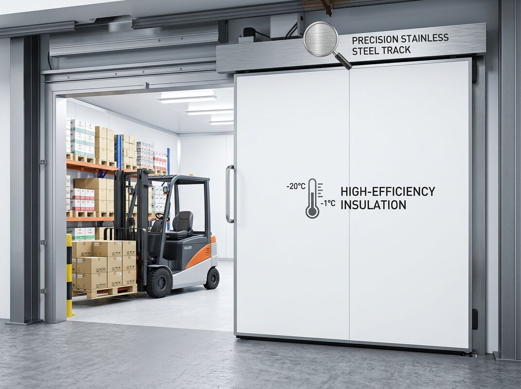 Double Sliding Electric Cold Storage Door 150mm Insulated Panels For Wide Cold Room Openings