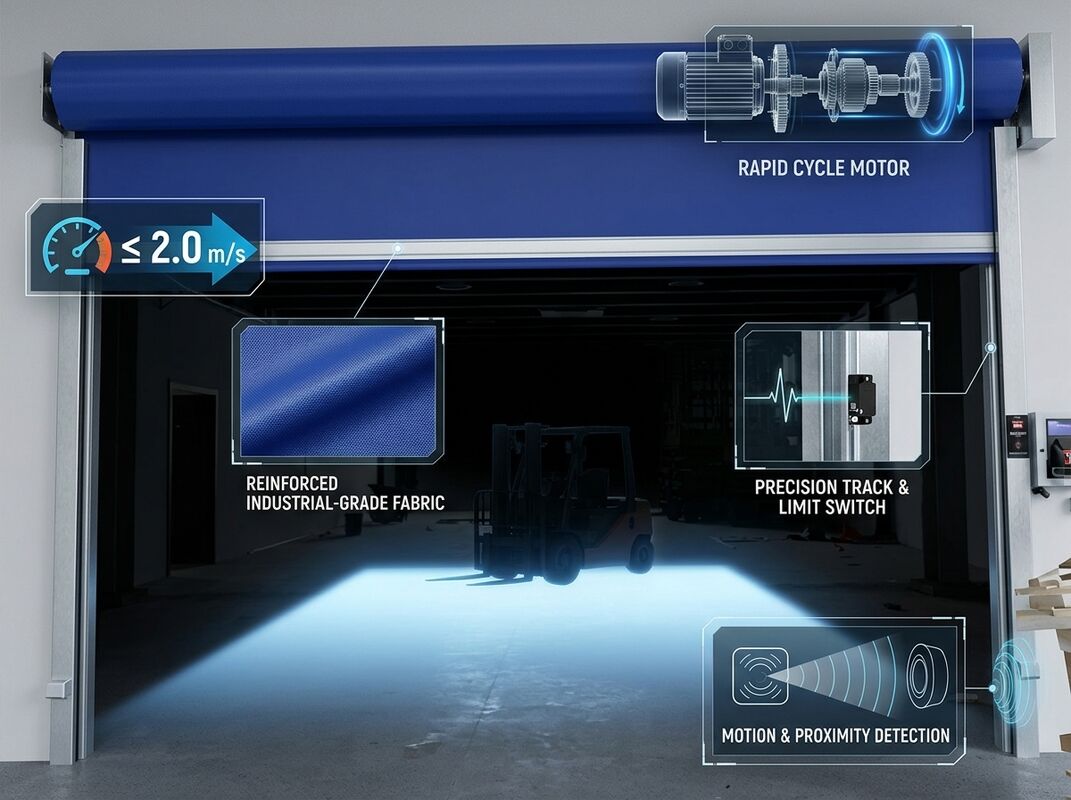 Compact Rapid PVC Industrial High Speed Door For Freight Elevator Openings