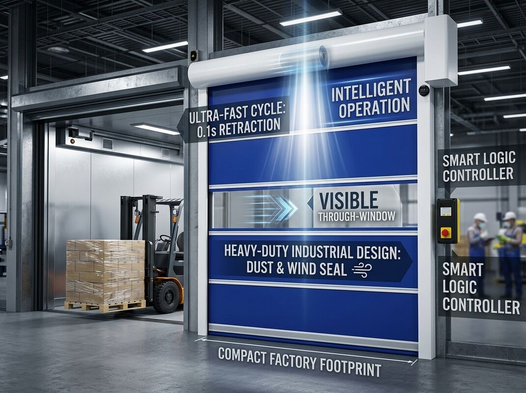 Compact Rapid PVC Industrial High Speed Door For Freight Elevator Openings