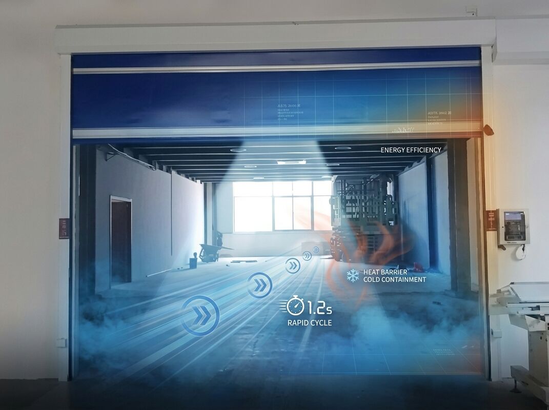 Insulated Thermal PVC Curtain Stacking High Speed Folding Door For Cold Storage Corridor Access