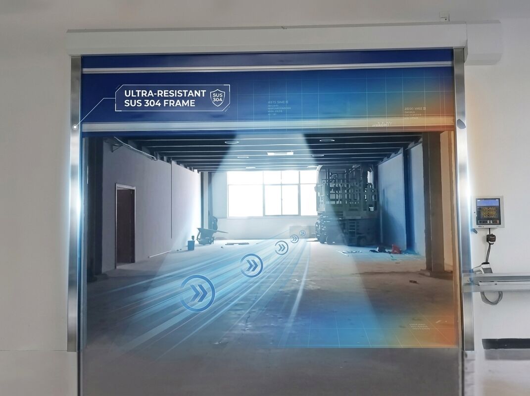 Corrosion Resistant Stainless Steel Frame PVC Stacking High Speed Folding Door For Washdown Facilities