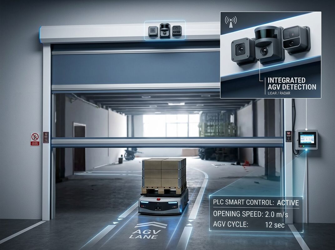 Smart PLC Control PVC Stacking High Speed Folding Door For Automated AGV Logistics Corridors