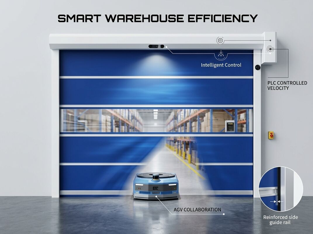 Smart PLC Control PVC Stacking High Speed Folding Door For Automated AGV Logistics Corridors
