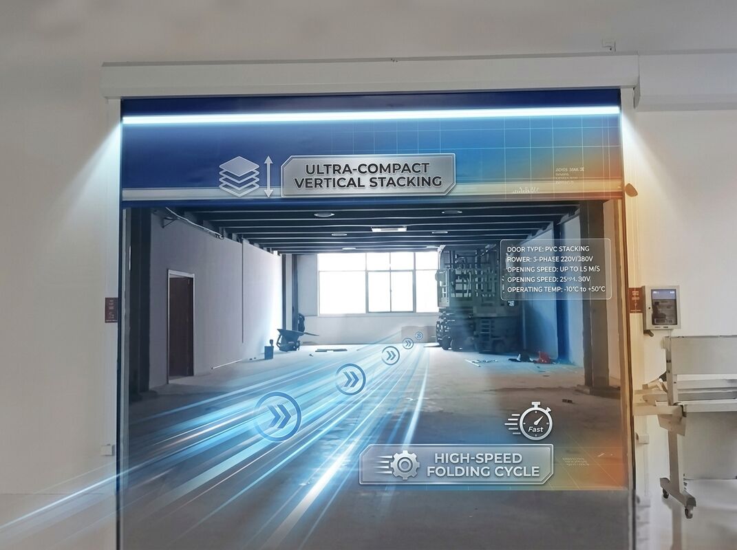 Compact Low Headroom PVC Stacking High Speed Folding Door For Building Retrofit Installations
