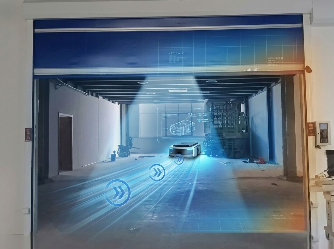 Smart PLC Control PVC Stacking High Speed Folding Door For Automated AGV Logistics Corridors
