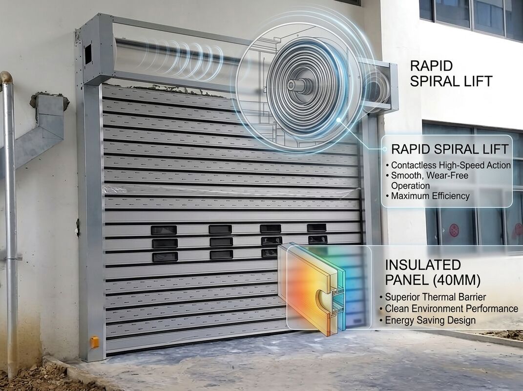 Turbo Spiral Lifting System Aluminum High Speed Door 1.5m/s Rapid Opening Industrial Access
