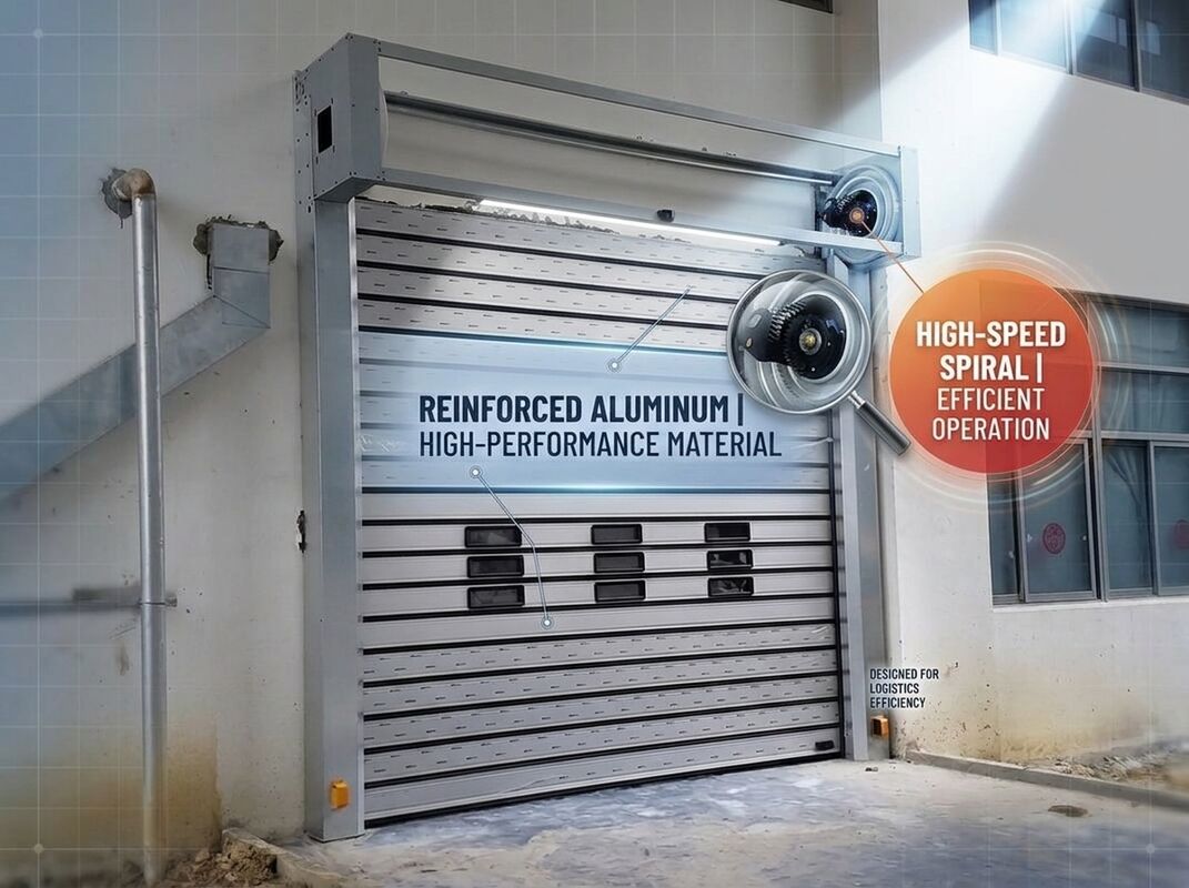 Wind Resistant Design Aluminum Spiral High Speed Door Beaufort 10 Outdoor Industrial Access