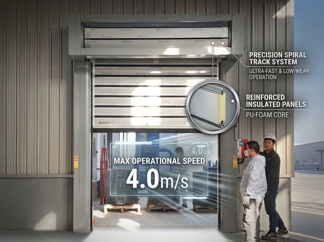 Wind Resistant Design Aluminum Spiral High Speed Door Beaufort 10 Outdoor Industrial Access