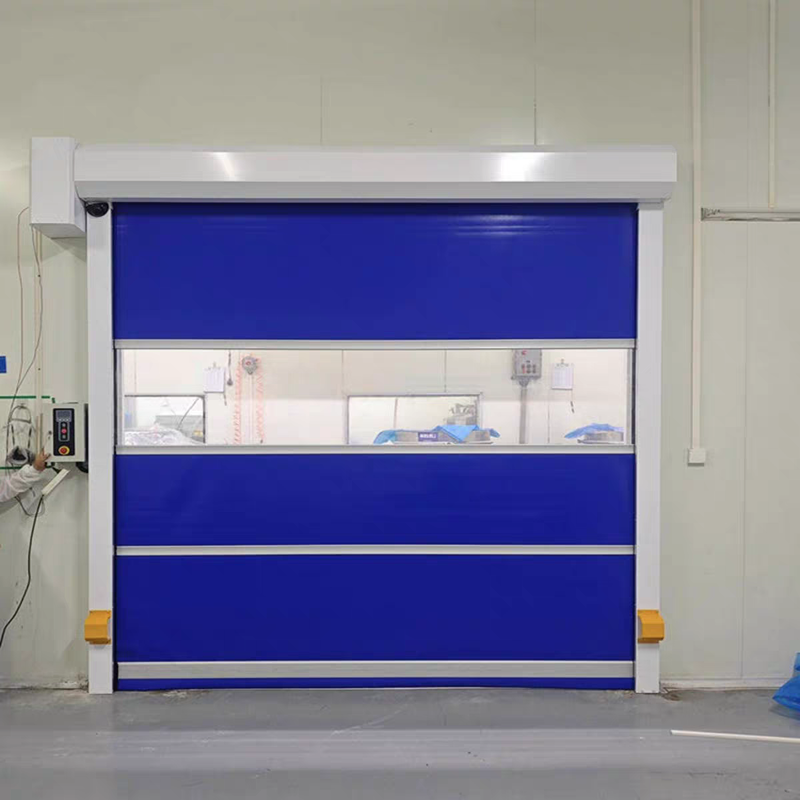 Aluminum Wind-Bar Reinforced PVC High Speed Door with Wind Resistance Class 6 and Adjustable Opening Speed 0.8-2.0 m/s