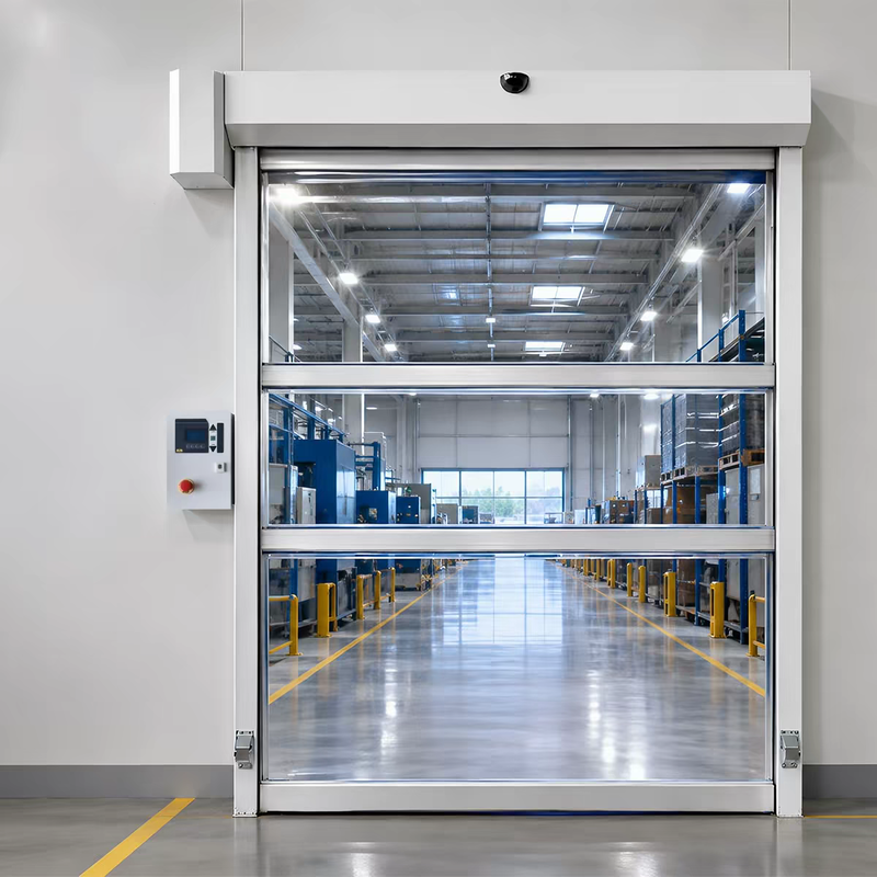Horizontal Aluminum Wind Bar Reinforced PVC High Speed Door with Class 6 Wind Resistance and 0.8-2.0 m/s Opening Speed